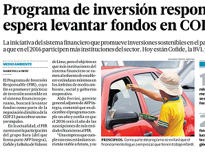 Programa de inversión responsable espera levantar fondos en COP 21